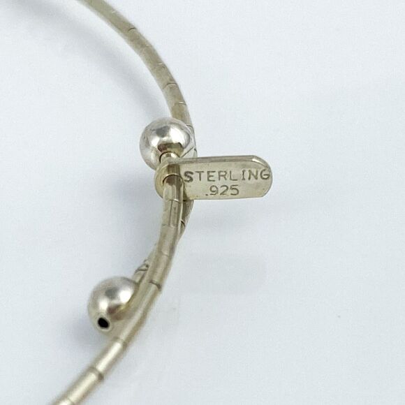 Sterling Silver 925 Memory Wire Multicolor Simulated Cat's Eye Bracelet 7" - Picture 3 of 5